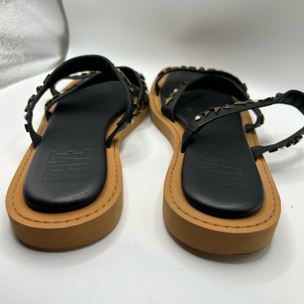 Frye Studded Black Leather Sandals‎ 6.5M • Boho Luxe • Strappy Slide - Picture 8 of 9